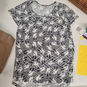 LuLaRoe Disney Mickey Mouse‎ Black White Graphic Print Classic T-Shirt XXS